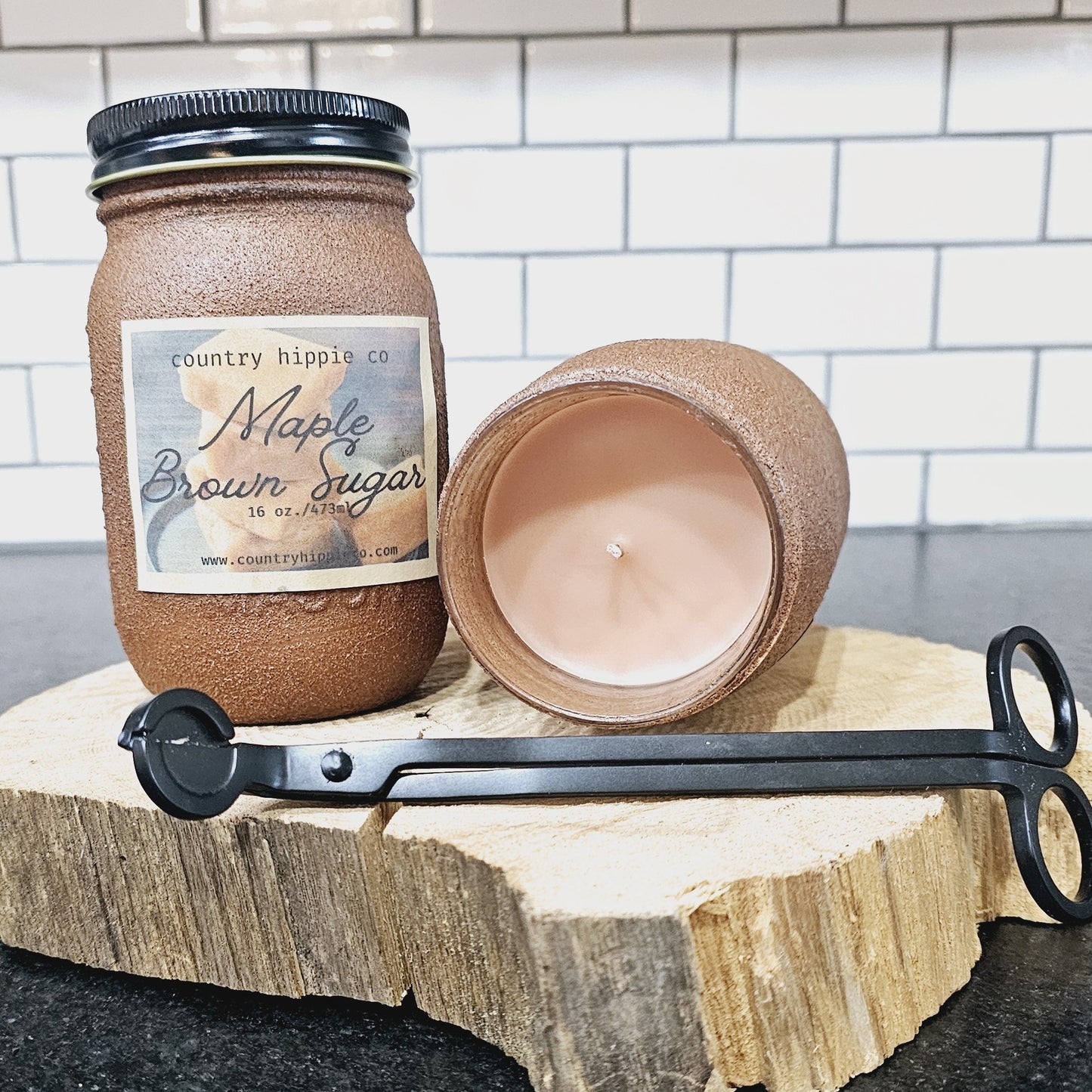 Maple Brown Sugar Rustic Farmhouse Mason Jar Candle 16oz