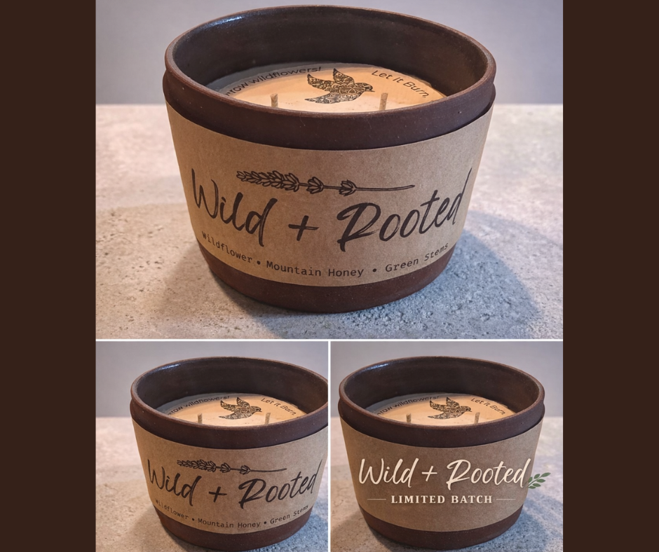 Wild + Rooted | Hand-Thrown Pottery Candle with Plantable Wildflower Cover (Limited Batch)