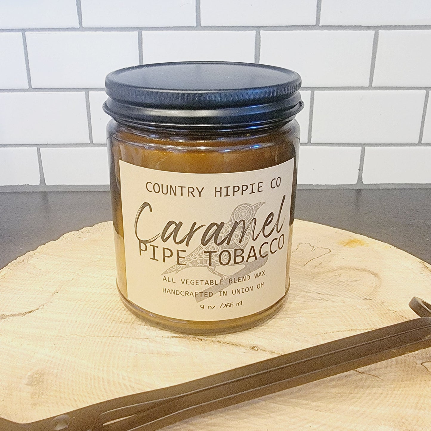 9 oz. CARAMEL PIPE TOBACCO Apothecary-Inspired Candle