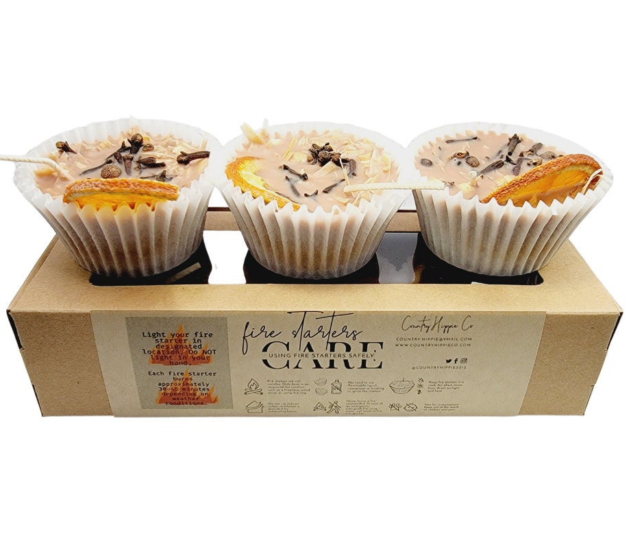 Orange Clove Fire Starter Trio for Camping + Bonfires