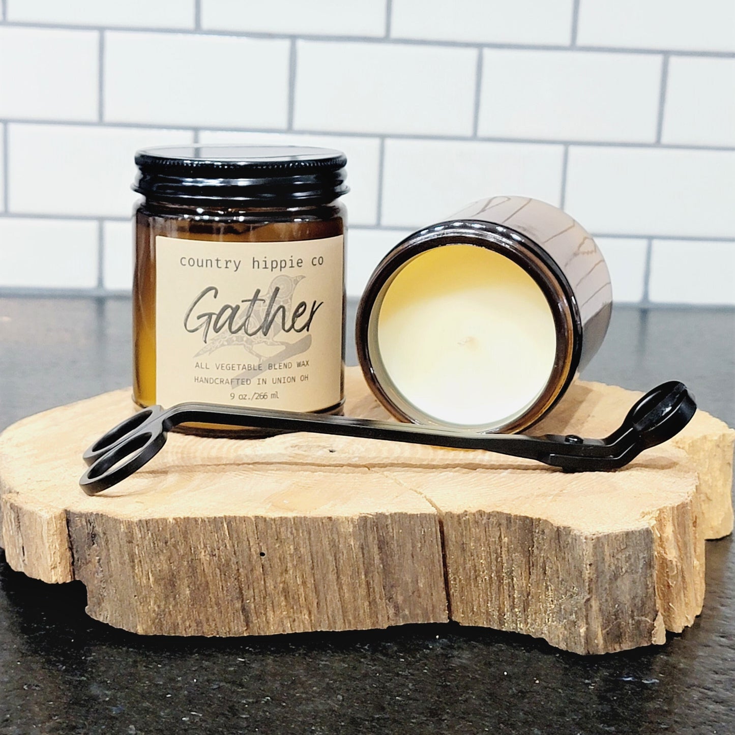9 oz. GATHER (Fall Farmhouse-type) Apothecary-inspired Jar Candle