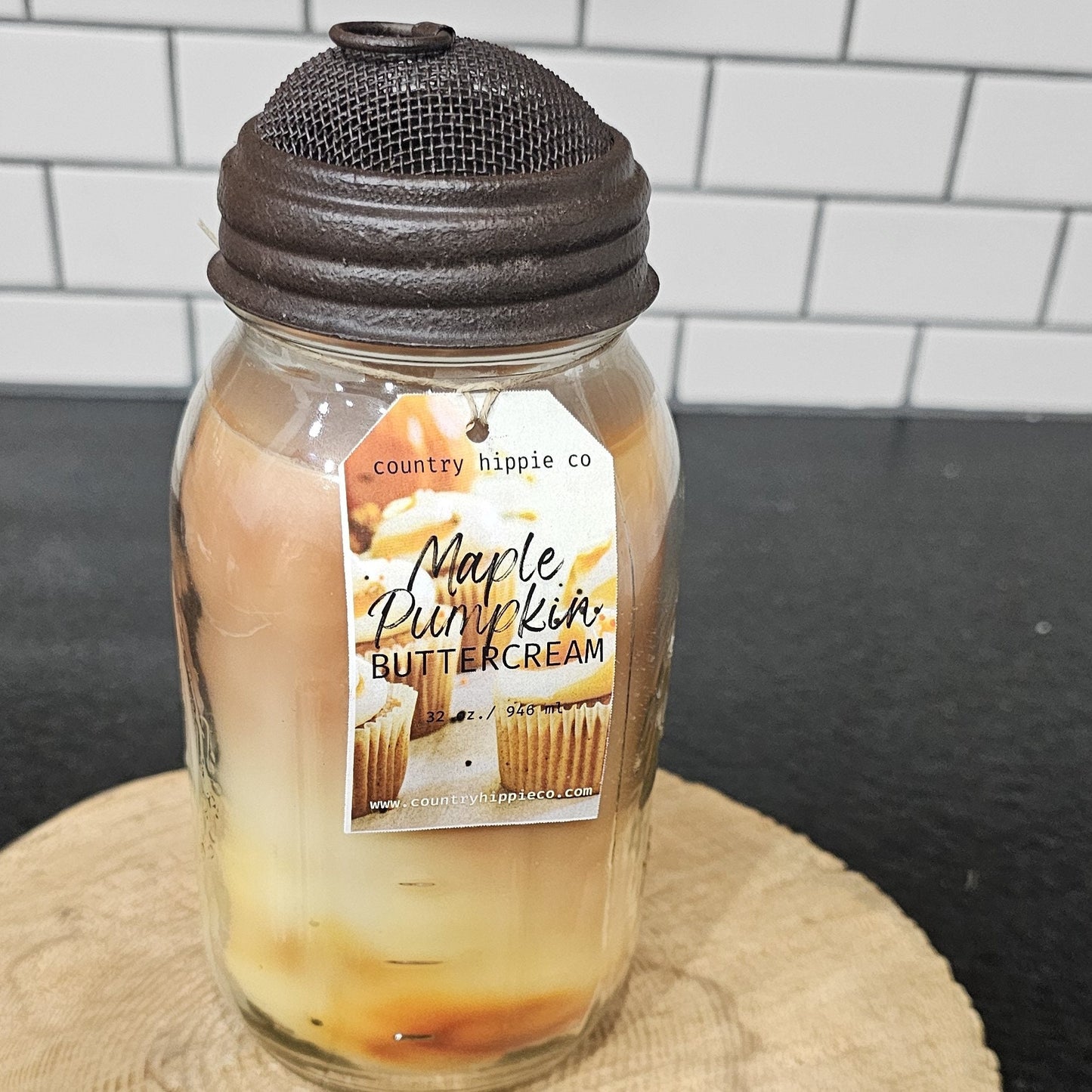 32 oz. MAPLE PUMPKIN BUTTERCREAM Marbled Quart Mason Jar Candle