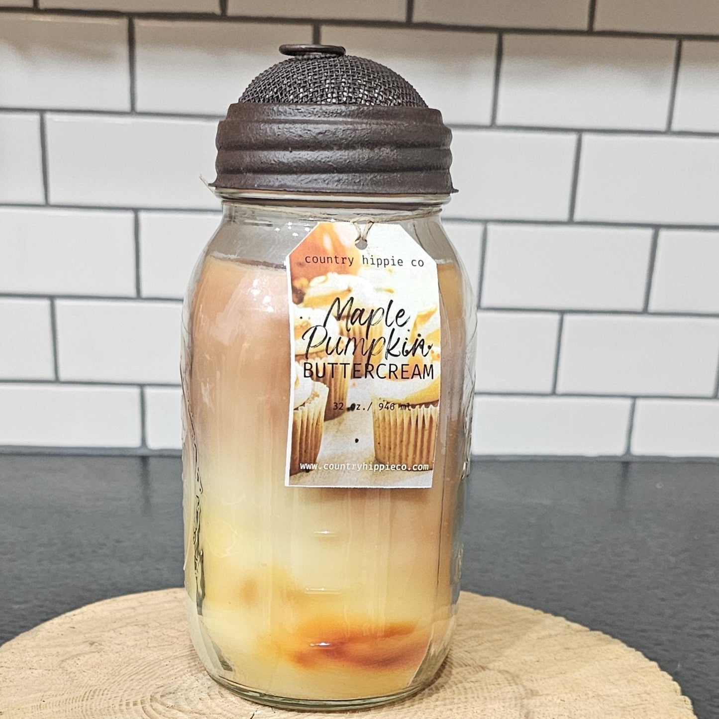32 oz. MAPLE PUMPKIN BUTTERCREAM Marbled Quart Mason Jar Candle