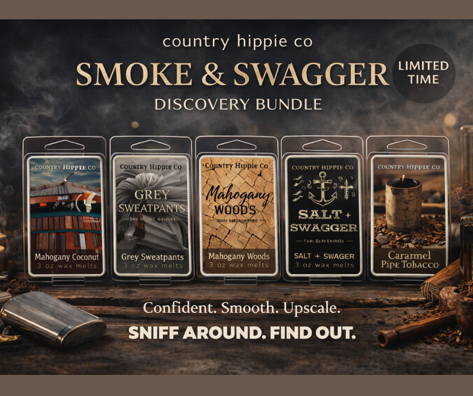 Smoke & Swagger Wax Melt Bundle – Masculine Woodsy Scent Set – 5 Full Size 3 oz Melts – Mahogany, Tobacco, Musk – Limited Time Discovery