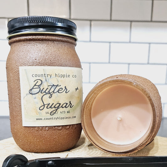 Butter + Sugar Rustic Farmhouse Mason Jar Candle 16oz