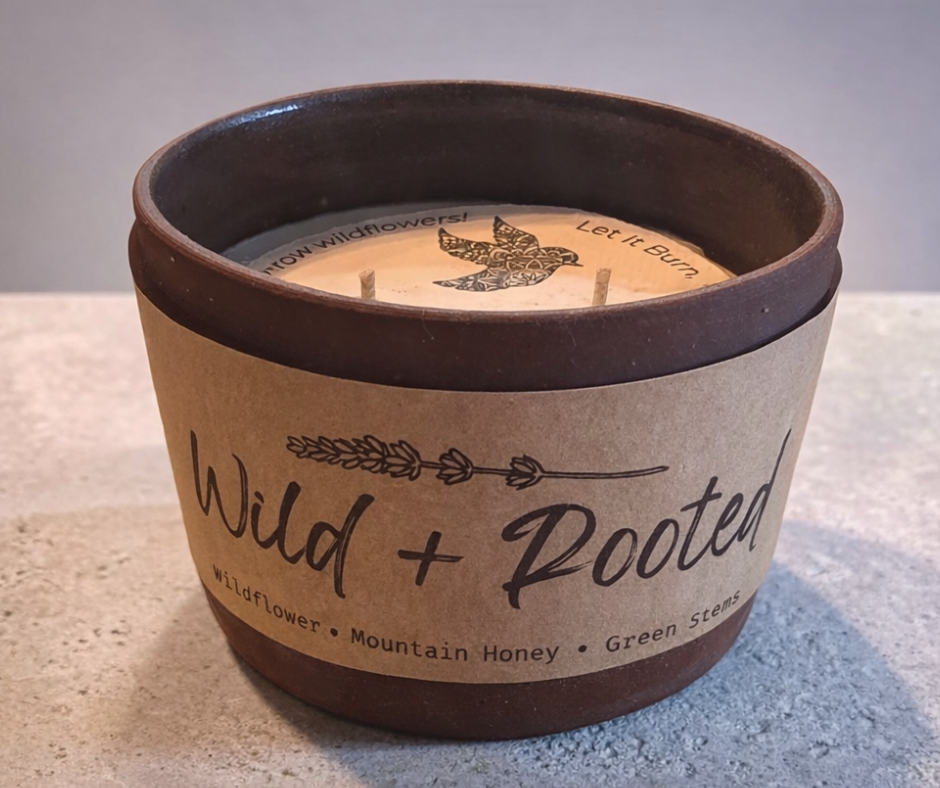 Wild + Rooted | Hand-Thrown Pottery Candle with Plantable Wildflower Cover (Limited Batch)