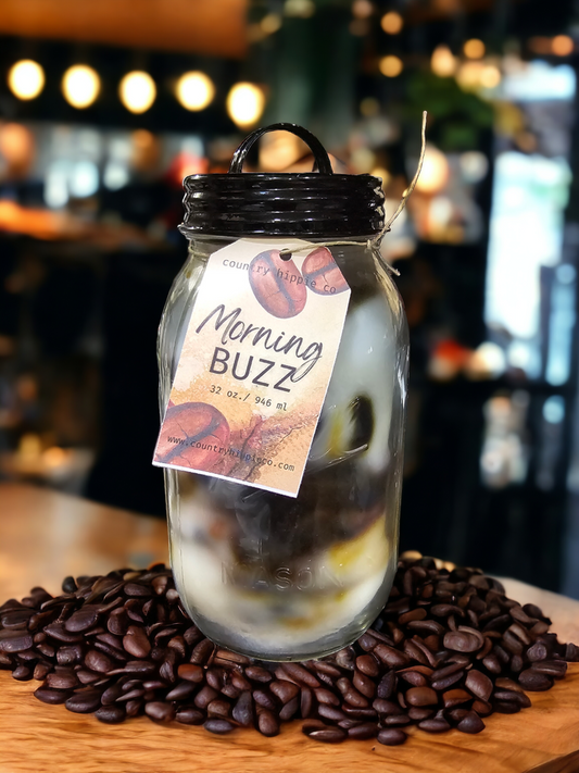 Morning Buzz Marbled Quart Mason Jar Candle 32 oz