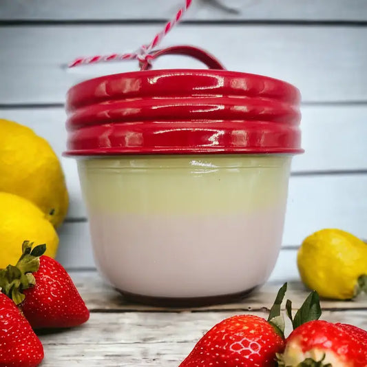 8 oz. STRAWBERRY LEMONADE CAKE Rustic Wide Mouth Jar Candle