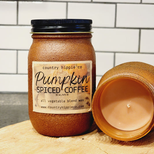 16 oz. PUMPKIN SPICED COFFEE Rustic Farmhouse Jar Candle