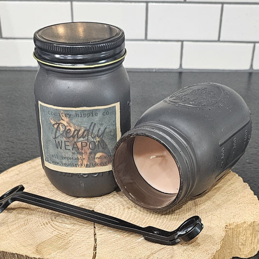 16 oz. DEADLY WEAPON Chalk-Painted Rustic Farmhouse Jar Candle