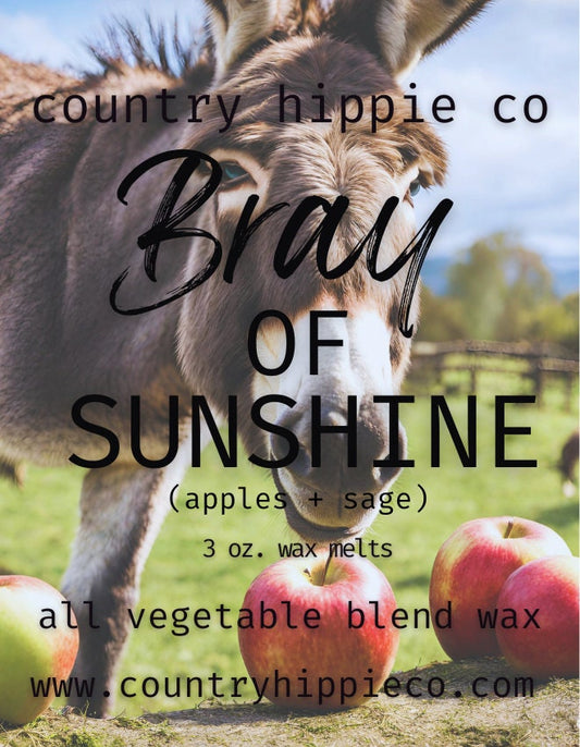 BRAY OF SUNSHINE (Apple + Sage) Farm-Inspired  Wax Melts- 3 oz.