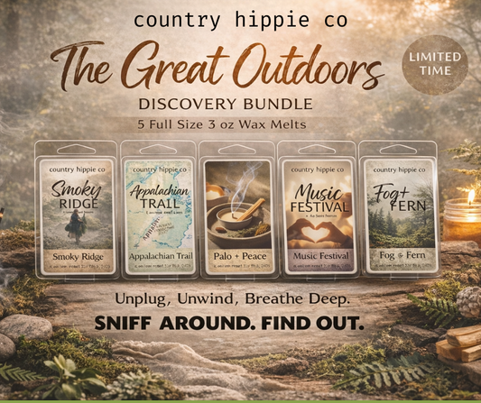 Great Outdoors Wax Melt Bundle – Woodsy & Earthy Scent Set – 5 Full Size 3 oz Melts – Palo Santo, Amber, Oakmoss – Limited Time Discovery